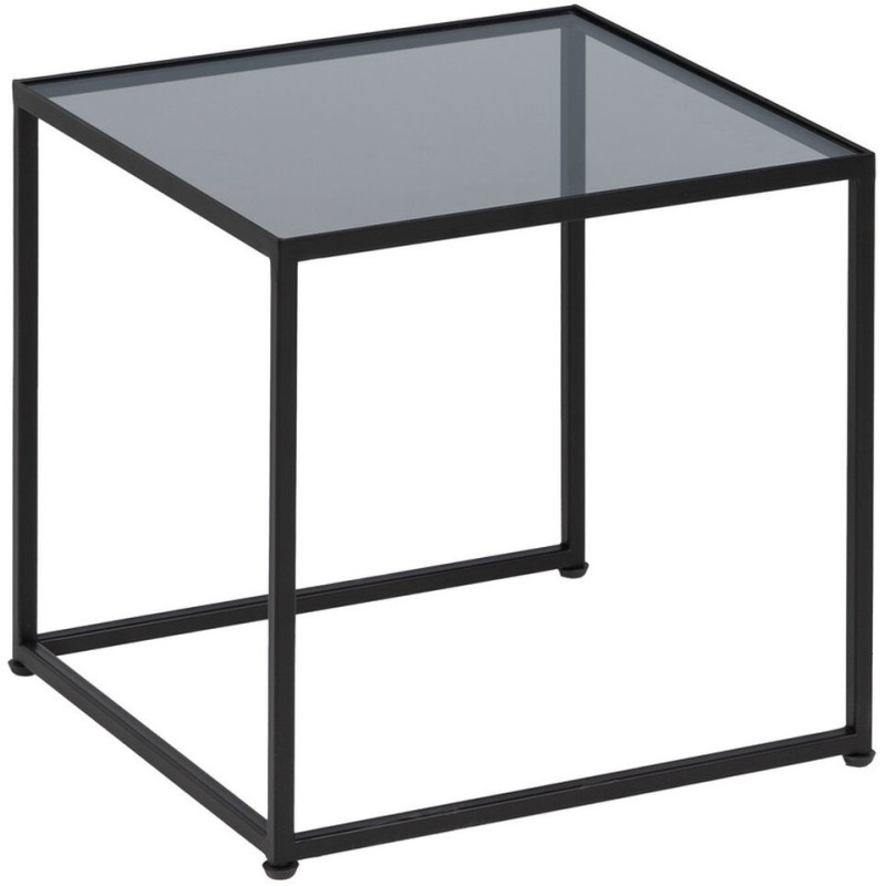 Table basse moderne Gigogne Rectangulaire en Rotin Naturel Métal Noir Verre Transparent Raviel - 4