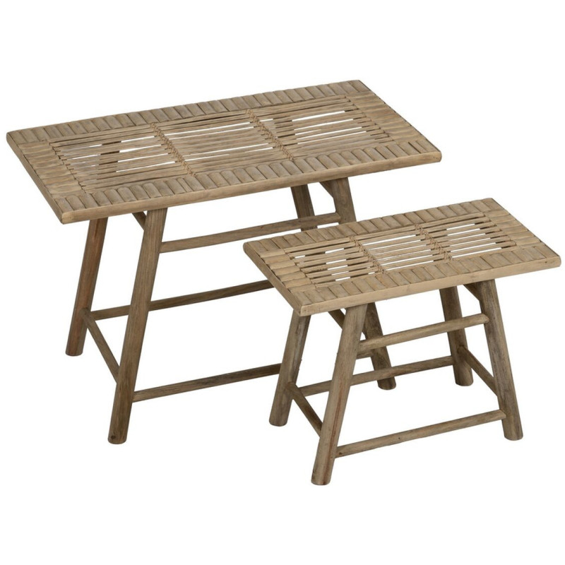 Table d'appoint balinaise Rectangulaire en Bambou Naturel Jayven (Lot de 2) - 1