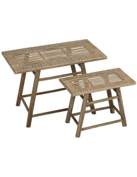 Table d'appoint balinaise Rectangulaire en Bambou Naturel Jayven (Lot de 2) - 1
