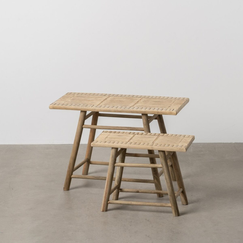 Table d'appoint balinaise Rectangulaire en Bambou Naturel Jayven (Lot de 2) - 2