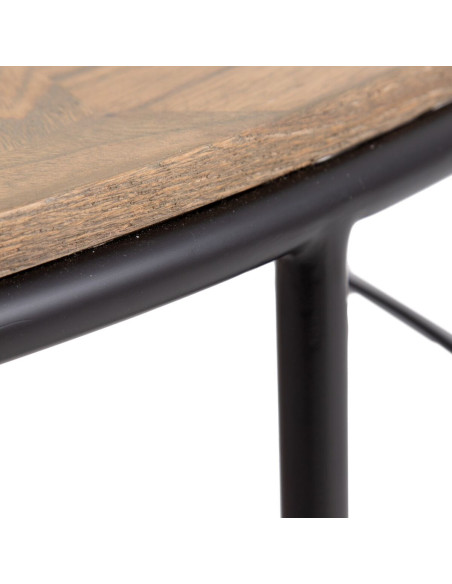 Table basse industrielle Ronde en Bois Naturel Métal Noir Olysha - 2