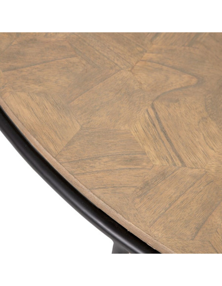 Table basse industrielle Ronde en Bois Naturel Métal Noir Olysha - 3