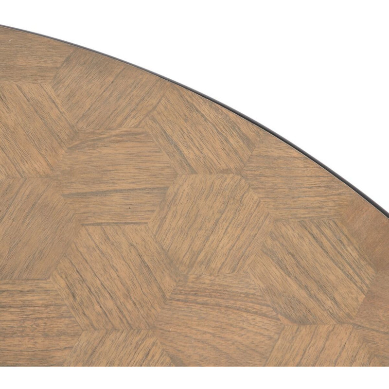 Table basse industrielle Ronde en Bois Naturel Métal Noir Olysha - 4