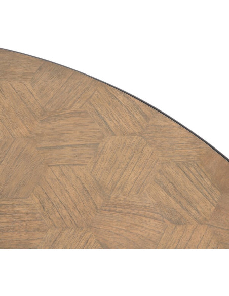 Table basse industrielle Ronde en Bois Naturel Métal Noir Olysha - 4