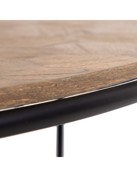 Table basse industrielle Ronde en Bois Naturel Métal Noir Olysha - 6