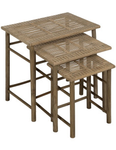 Table d'appoint Gigogne Rectangulaire en Bambou Naturel Xandri (Lot de 3) - 1