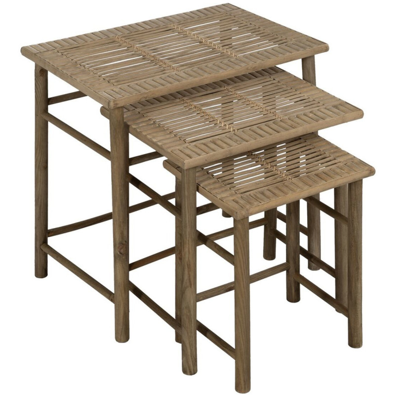 Table d'appoint Gigogne Rectangulaire en Bambou Naturel Xandri (Lot de 3) - 1