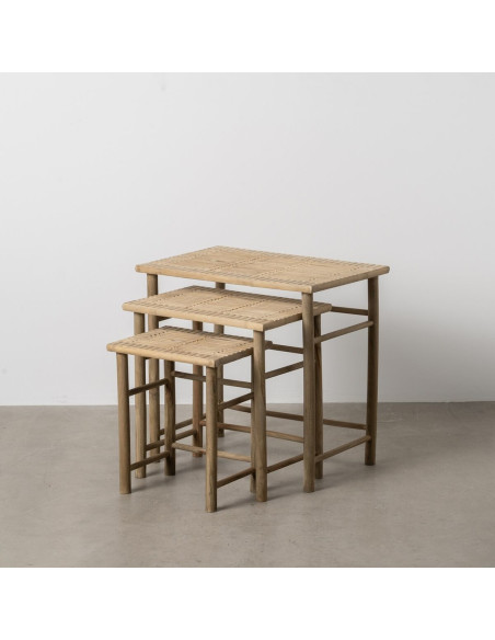 Table d'appoint Gigogne Rectangulaire en Bambou Naturel Xandri (Lot de 3) - 2