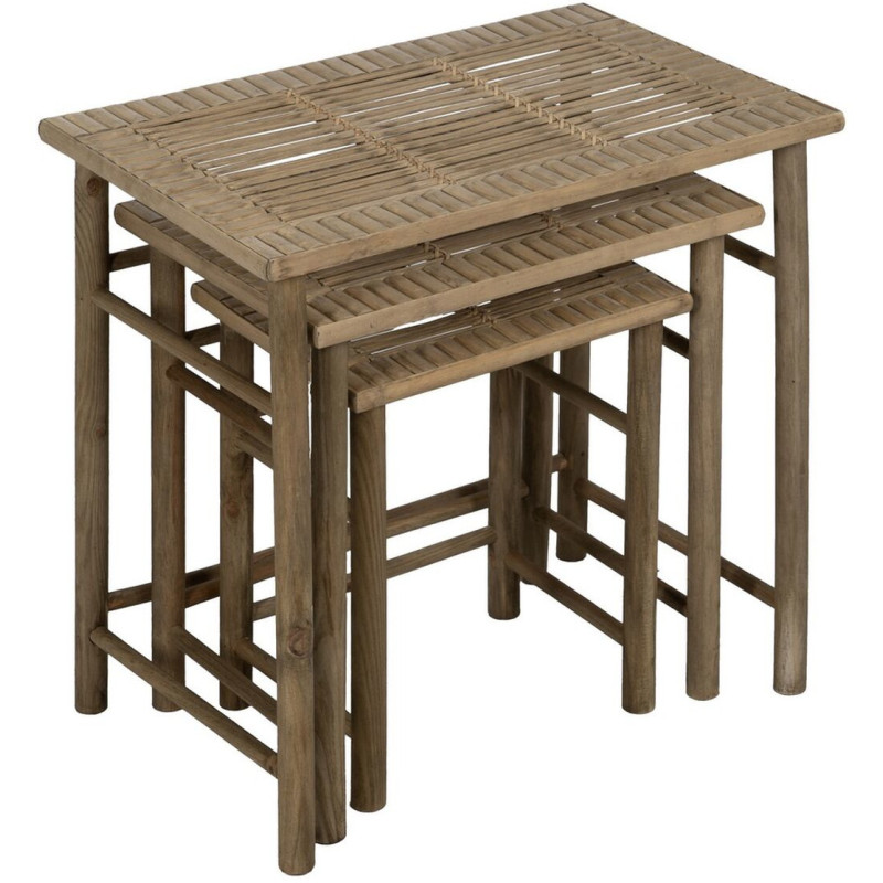 Table d'appoint Gigogne Rectangulaire en Bambou Naturel Xandri (Lot de 3) - 3
