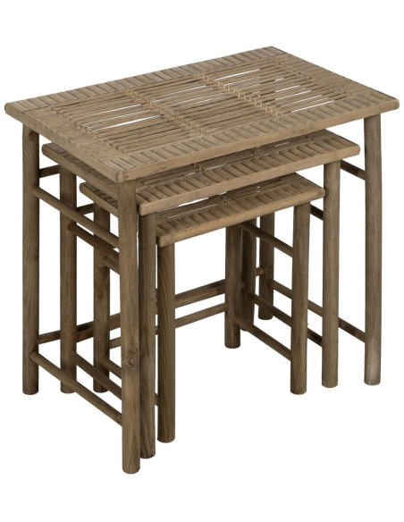 Table d'appoint Gigogne Rectangulaire en Bambou Naturel Xandri (Lot de 3) - 3
