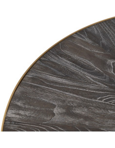 Table basse moderne chic Ronde en Bois d'orme Marron Métal Doré Zorlyn - 1 2