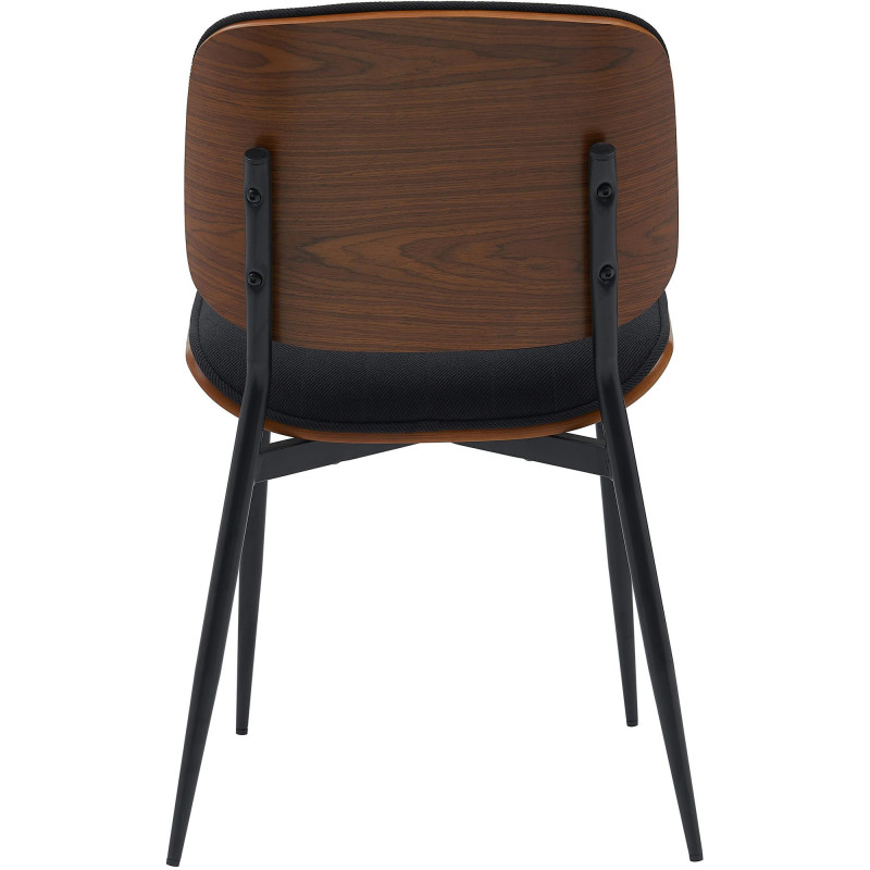 Chaise haut de gamme matelassée en Tissu Noir Bois Marron Métal Noir Calindra - 1
