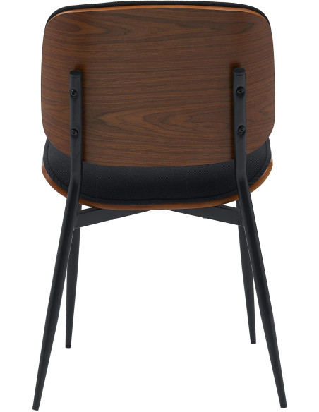Chaise haut de gamme matelassée en Tissu Noir Bois Marron Métal Noir Calindra - 1