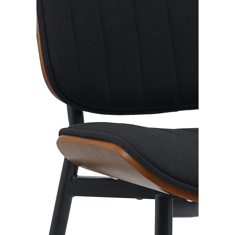 Chaise haut de gamme matelassée en Tissu Noir Bois Marron Métal Noir Calindra - 2