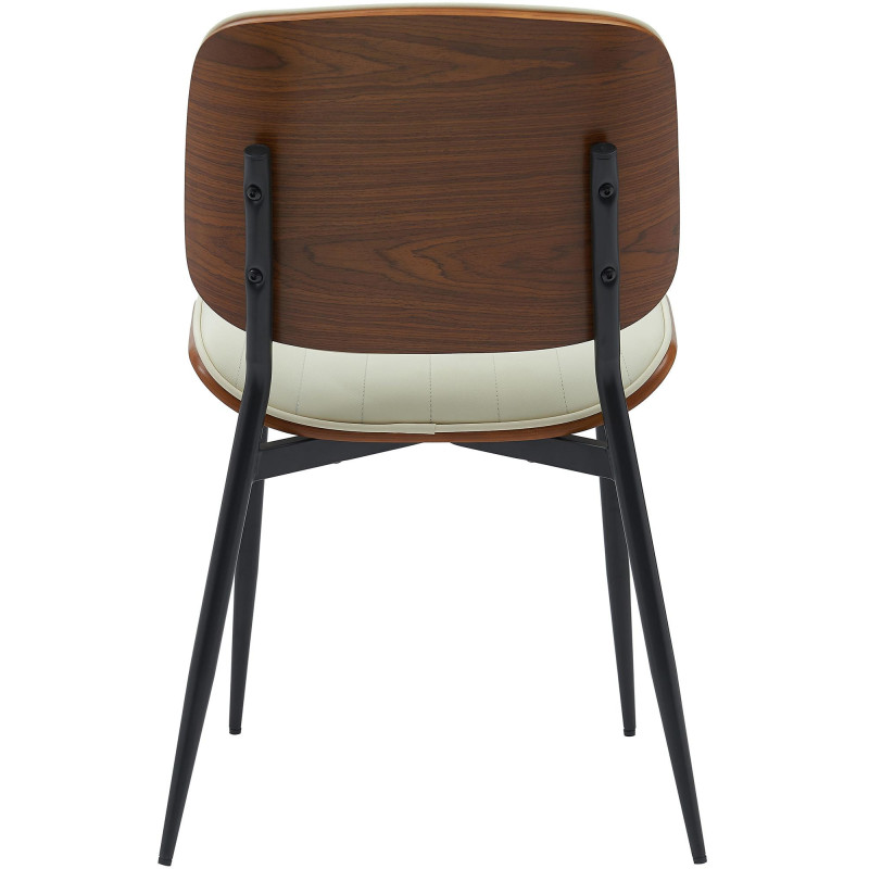 Chaise haut de gamme matelassée en Polyuréthane Blanc crème Bois Marron Métal Noir Calindra - 1