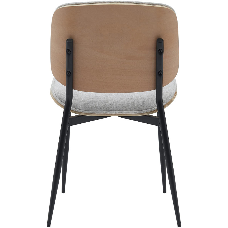 Chaise haut de gamme matelassée en Tissu Blanc crème Bois Naturel Métal Noir Calindra - 1