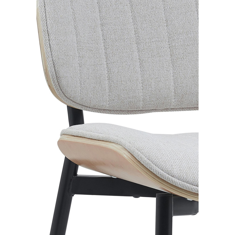 Chaise haut de gamme matelassée en Tissu Blanc crème Bois Naturel Métal Noir Calindra - 2