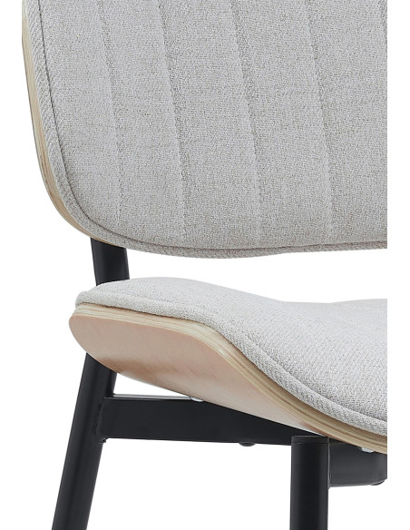 Chaise haut de gamme matelassée en Tissu Blanc crème Bois Naturel Métal Noir Calindra - 2