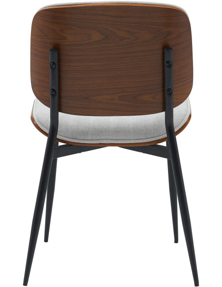 Chaise haut de gamme matelassée en Tissu Blanc crème Bois Marron Métal Noir Calindra - 1