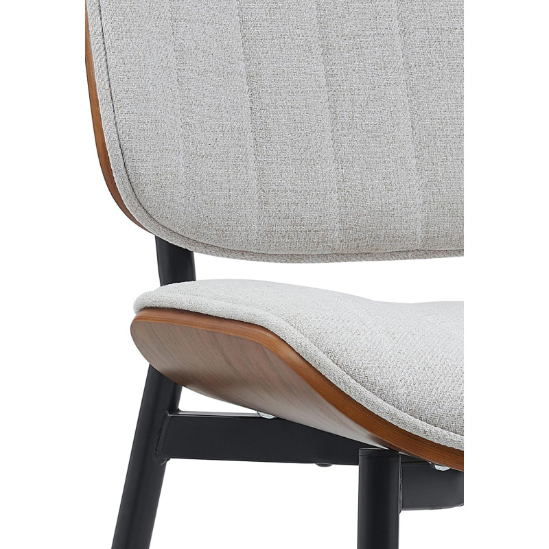 Chaise haut de gamme matelassée en Tissu Blanc crème Bois Marron Métal Noir Calindra - 2