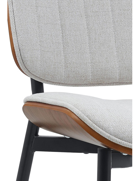 Chaise haut de gamme matelassée en Tissu Blanc crème Bois Marron Métal Noir Calindra - 2