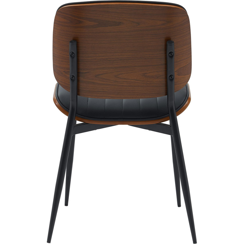 Chaise haut de gamme matelassée en Polyuréthane Noir Bois Marron Métal Noir Calindra - 1