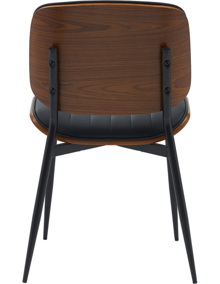 Chaise haut de gamme matelassée en Polyuréthane Noir Bois Marron Métal Noir Calindra - 1