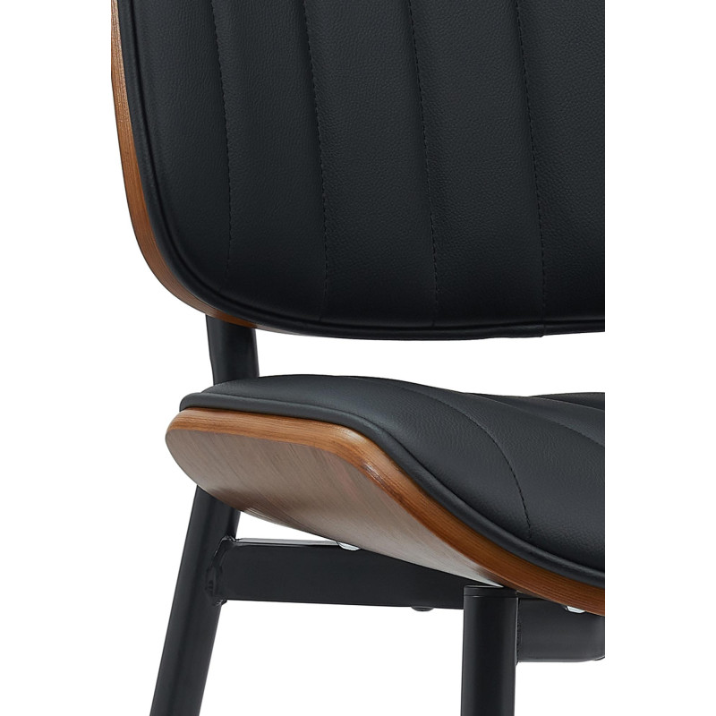 Chaise haut de gamme matelassée en Polyuréthane Noir Bois Marron Métal Noir Calindra - 2
