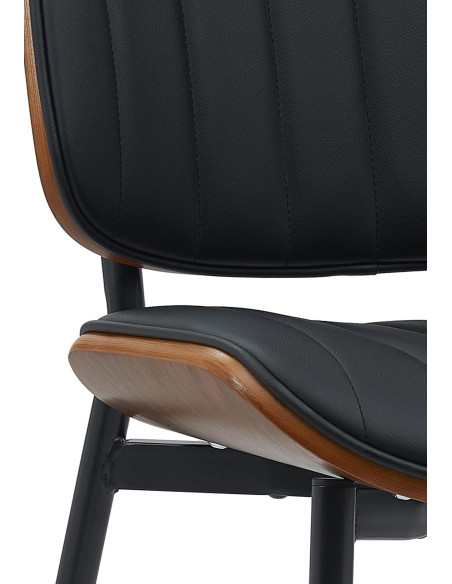 Chaise haut de gamme matelassée en Polyuréthane Noir Bois Marron Métal Noir Calindra - 2