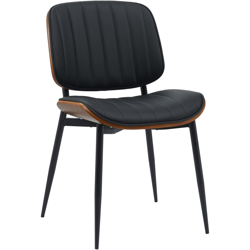 Chaise haut de gamme matelassée en Polyuréthane Noir Bois Marron Métal Noir Calindra - 3
