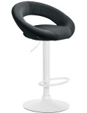 Tabouret de bar réglable moderne rond en Velours Noir Métal Blanc Minden