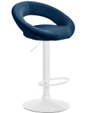 Tabouret de bar réglable moderne rond en Velours Bleu Métal Blanc Minden