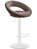 Tabouret de bar réglable moderne rond en Velours Marron Métal Blanc Minden
