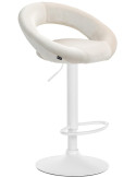 Tabouret de bar réglable moderne rond en Velours Blanc crème Métal Blanc Minden