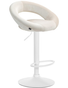Tabouret de bar réglable moderne rond en Velours Blanc crème Métal Blanc Minden - 1