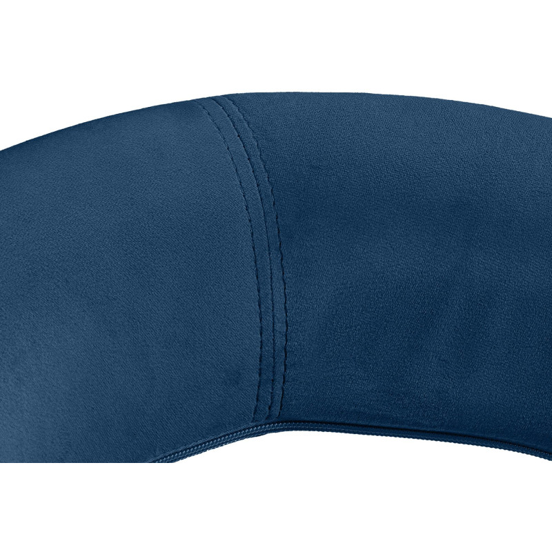 Tabouret de bar réglable moderne rond en Velours Bleu Métal Noir Minden - 2