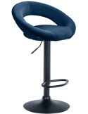 Tabouret de bar réglable moderne rond en Velours Bleu Métal Noir Minden