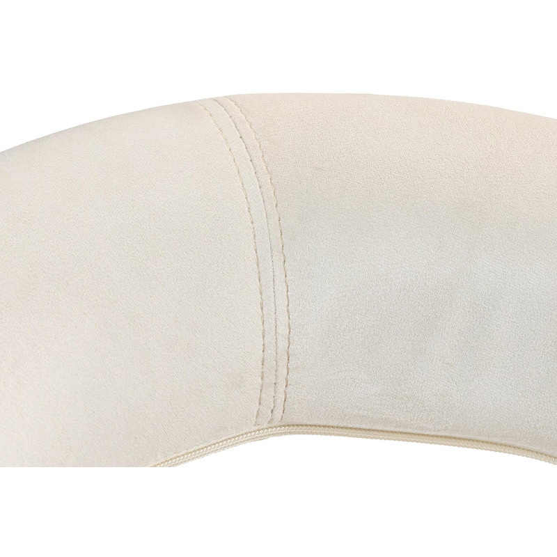 Tabouret de bar réglable moderne rond en Velours Blanc crème Métal Argenté Minden - 2