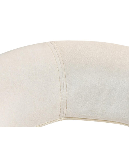 Tabouret de bar réglable moderne rond en Velours Blanc crème Métal Argenté Minden - 2