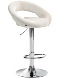 Tabouret de bar réglable moderne rond en Velours Blanc crème Métal Argenté Minden