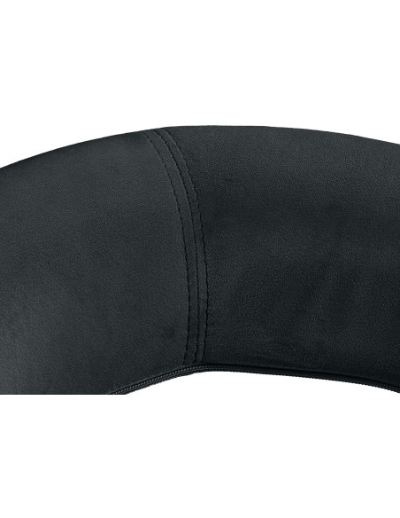 Tabouret de bar réglable moderne rond en Velours Noir Métal Argenté Minden - 2