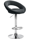 Tabouret de bar réglable moderne rond en Velours Noir Métal Argenté Minden