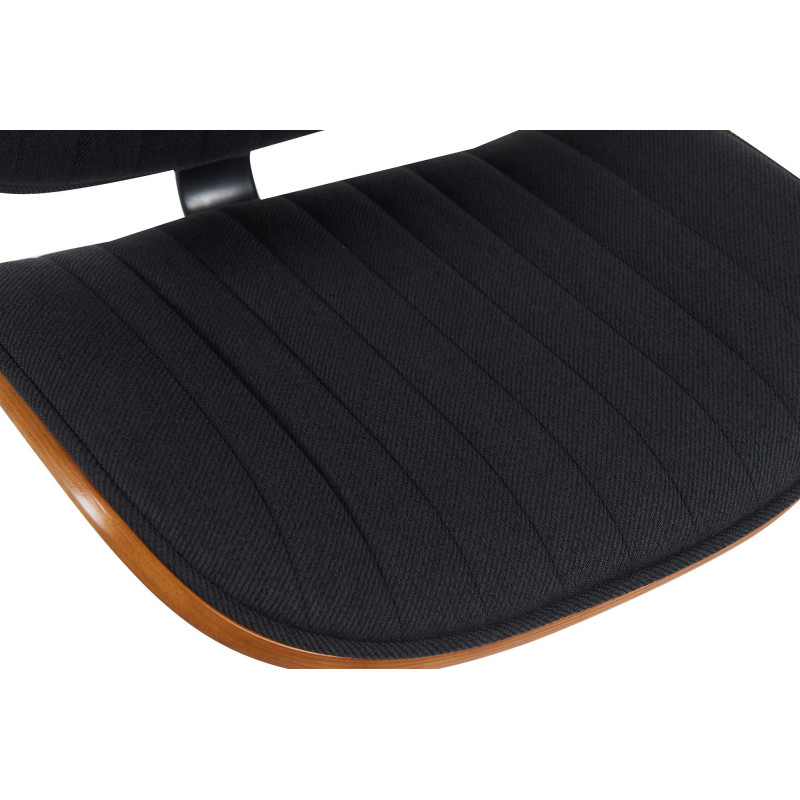 Tabouret de bar réglable haut de gamme en Tissu Noir Bois Marron noyer Métal Argenté Patra - 4