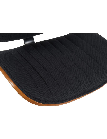 Tabouret de bar réglable haut de gamme en Tissu Noir Bois Marron noyer Métal Argenté Patra - 4
