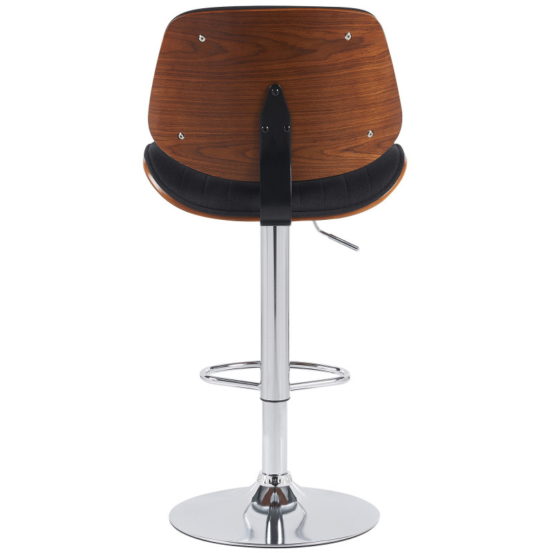 Tabouret de bar réglable haut de gamme en Tissu Noir Bois Marron noyer Métal Argenté Patra - 3