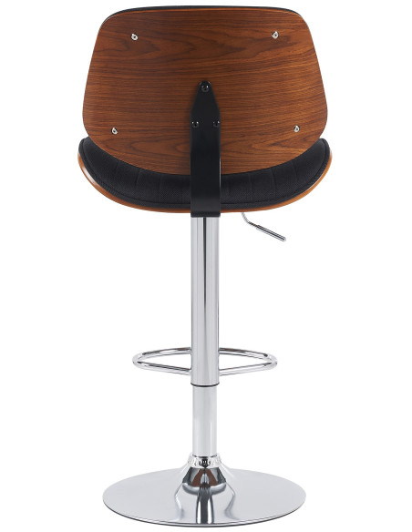 Tabouret de bar réglable haut de gamme en Tissu Noir Bois Marron noyer Métal Argenté Patra - 3