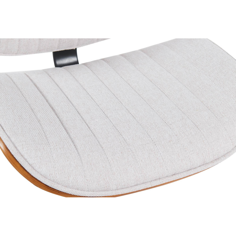 Tabouret de bar réglable haut de gamme en Tissu Blanc crème Bois Marron noyer Métal Argenté Patra - 4