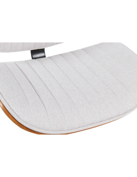 Tabouret de bar réglable haut de gamme en Tissu Blanc crème Bois Marron noyer Métal Argenté Patra - 4