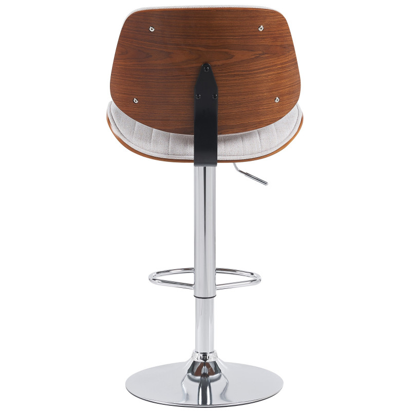 Tabouret de bar réglable haut de gamme en Tissu Blanc crème Bois Marron noyer Métal Argenté Patra - 3