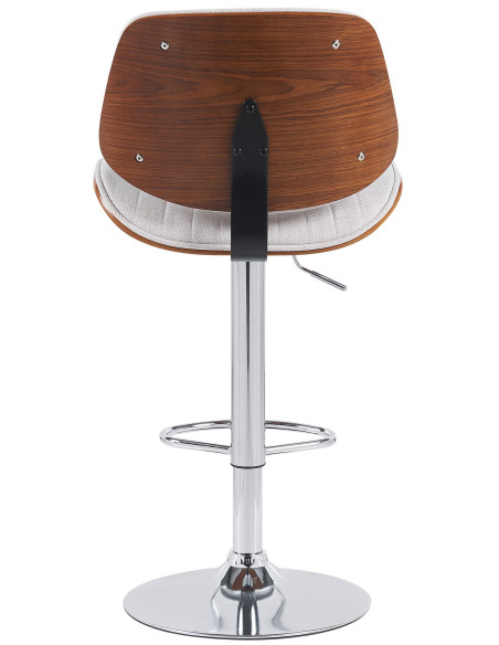 Tabouret de bar réglable haut de gamme en Tissu Blanc crème Bois Marron noyer Métal Argenté Patra - 3